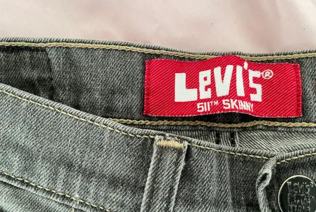 Levi's 511 Skinny Black Stretch Cotton Red Tab Jeans, size 26x26 1/2