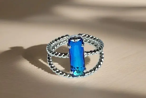 Handcrafted sparkly ring made with quality Austrian crystal adjustable Blue
