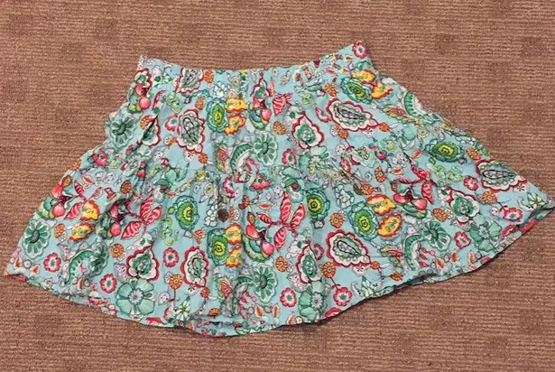 Blue & Red Floral Tropical Millau Mini Skirt Size Small