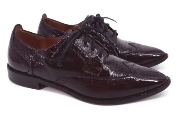 Aquatalia Gwen Naplak Oxford Shoes Burgundy Wine Sz 6.5