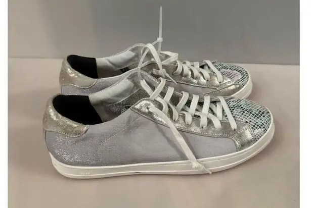 P448 John Sneaker Metallic Silver Pearl Low Top Shoes Snakeskin Sz 12/43 (new)