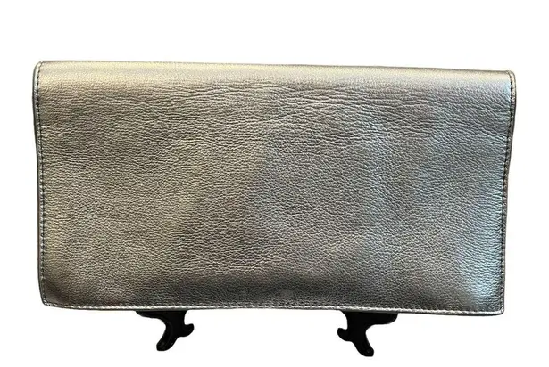 Banana Republic  Silver Leather Clutch Purse