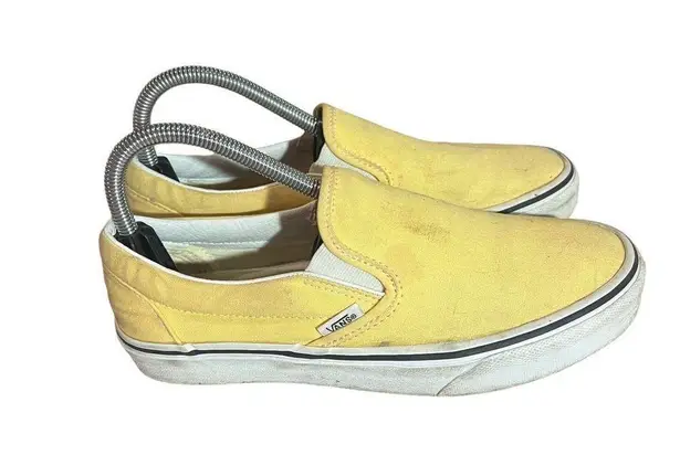  Off The Wall Yellow and White Slip on Vans Size 7.5