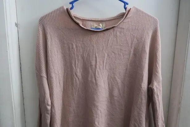 Madewell waffle thermal top long sleeve shirt in pink size medium.