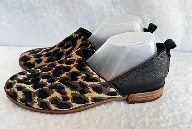 Tabby Leopard Print Leather Upper Ankle Booties Black Accent Size 6.5M Brown