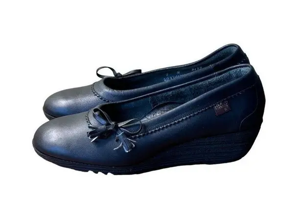 Foothills Women's Leather Wedge Shoes Size 7 Black Made In USA