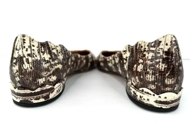 Chloé Laurena Croc Lizard Embossed Animal Scalloped Leather Ballet Flats 35.5