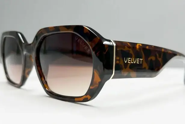 Velvet Tees Velvet Eyewear Tortoise Oversized Octagan Sunglasses Glossy Finish