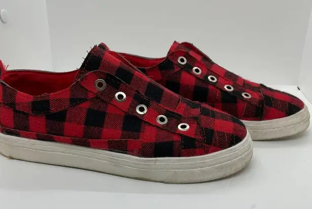 None Buffalo Plaid Sneakers Slip On Style size 7