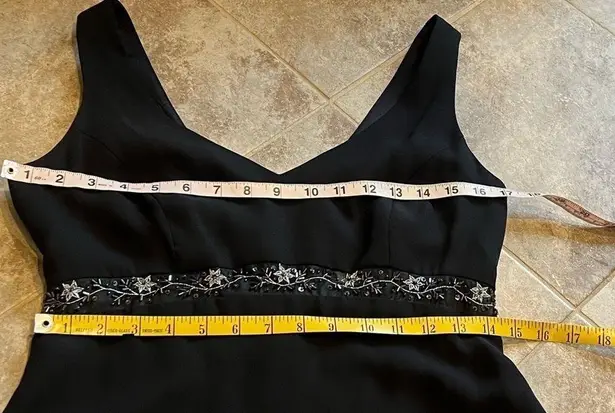 Michaelangelo empire waist sleeveless formal black maxi dress backless flawless