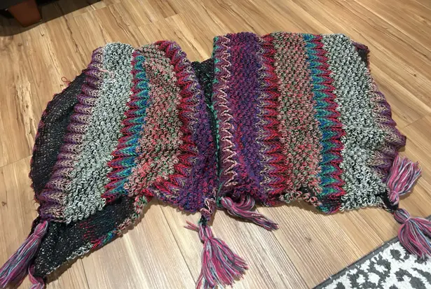 Multicolor Knit Cardigan with Tassels Hippie Bohemian One Sized Red Size undefined - Image 1