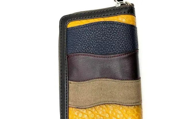 Relic Womens Wallet Patchwork Brown Yellow Navy Red Multi Textured 90s Y2K Retro