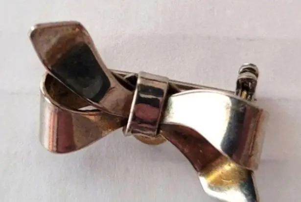Dainty Tiny Vintage Silver Tone Bowtie Brooch