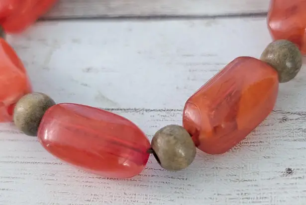 Vintage Stretch Bracelet Deep Orange & Tan