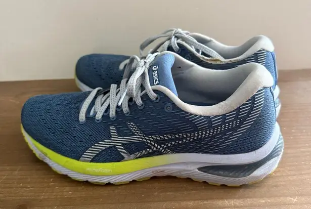 ASICS  Gel-Cumulus 22 Women Blue Yellow Running Shoes Size 7