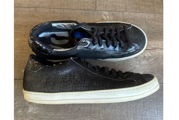 P448 John Glitter Black Sneakers Italian Leather Low Top Shoes School Street Y2K