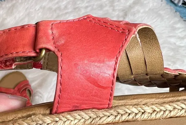 Softspots Leather Sandals Women’s Size 8 braided vamp reddish orange color