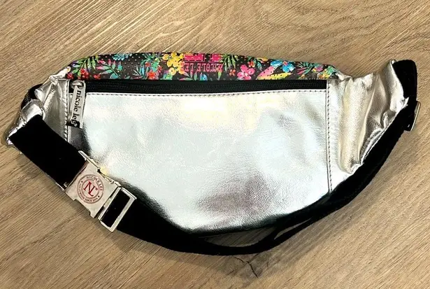 Nicole Lee USA Faux Leather Metallic Silver Adjustable Strap Belt Bag