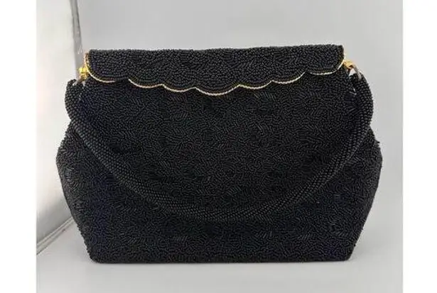 Vintage Black Beaded Evening Handbag