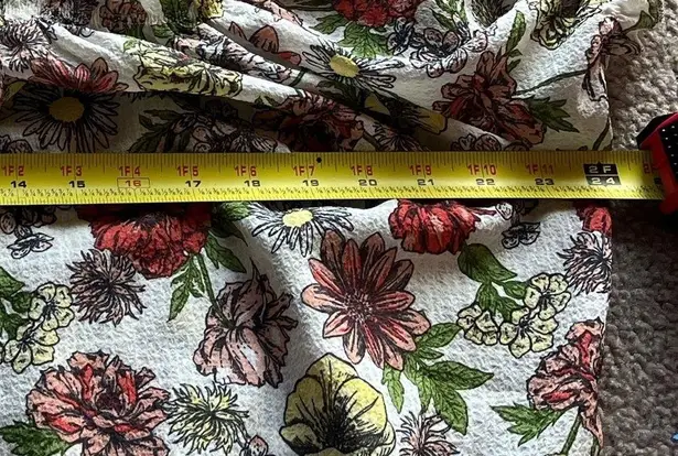 Planet Gold 2/$12 Women’s Plus Orange Floral Print Ruffle Loose Fit Blouse 1X