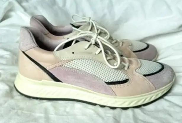 Ecco Women's Size 40 Pink Purple White Leather Mesh Casual Sneaker Comfort