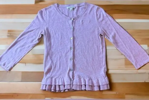 Banana Republic  Cardigan Sweater XS Purpleish  Button Up Frill Bottom Silk Blend