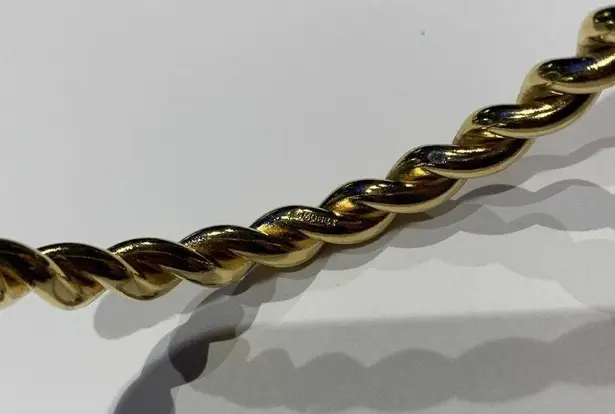 Monet Signed  Gold Tone Heavy Twisted Costume Bangle Bracelet