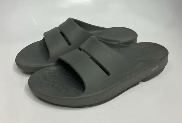 Oofos OOahh slides sandals in slate gray unisex sizing comfort shoes recovery Size 10