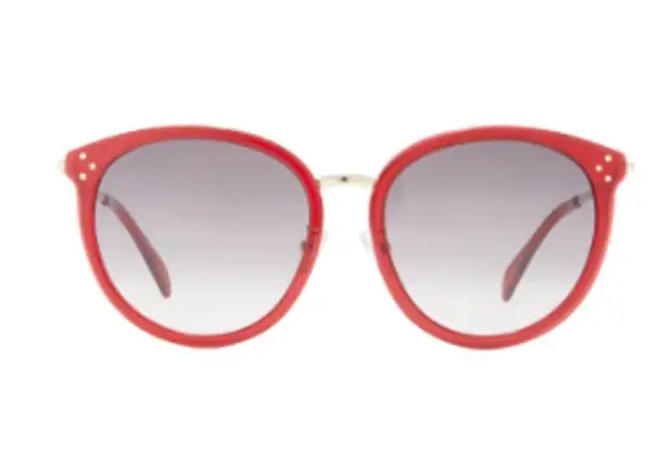 CELINE 56mm Round Sunglasses Red Shiny Red