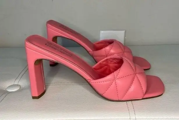 Call it spring  Pink Quilted Mule Heels Sandals Size 9 Waterfall Square Toe - Image 5
