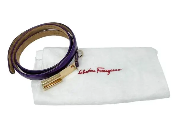 Salvatore Ferragamo Purple Leather Slide & Post Belt size 95cm Large L/XL