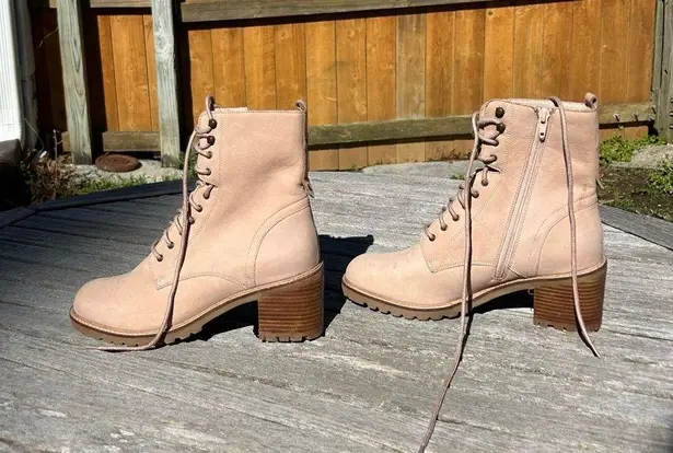 Seychelles Lace Up Irresistible Leather Combat Boot Pink Nubuck 10