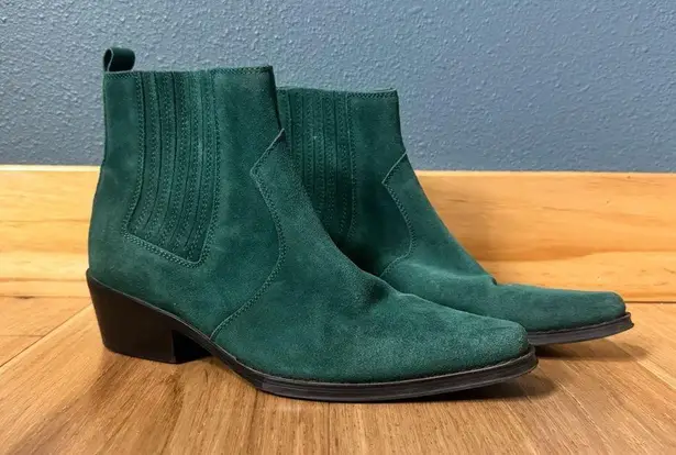 Calvin Klein Barbara Green Suede Western Booties size 9