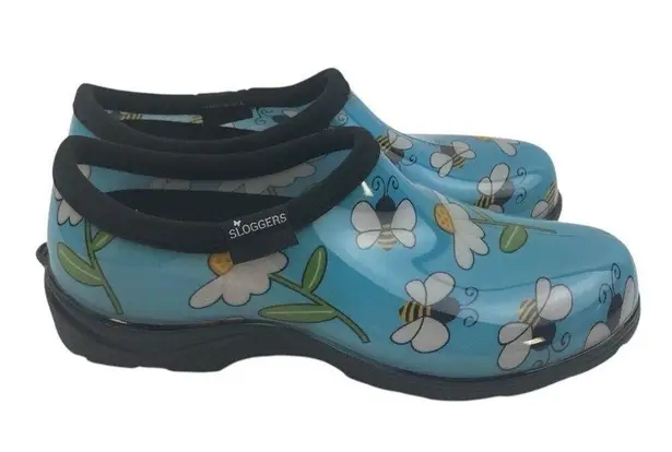 Sloggers Womens Size 6 Blue Bumble Bee Waterproof Garden Clogs Slip On Shoes
