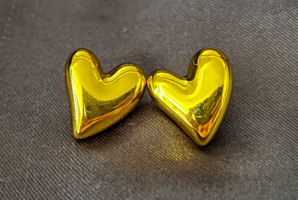 Boutique Large 3D Sunny Yellow Metallic Stud Earrings