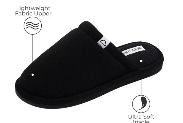 Cozy Essential Black Slippers House Shoes — 6 — NIB