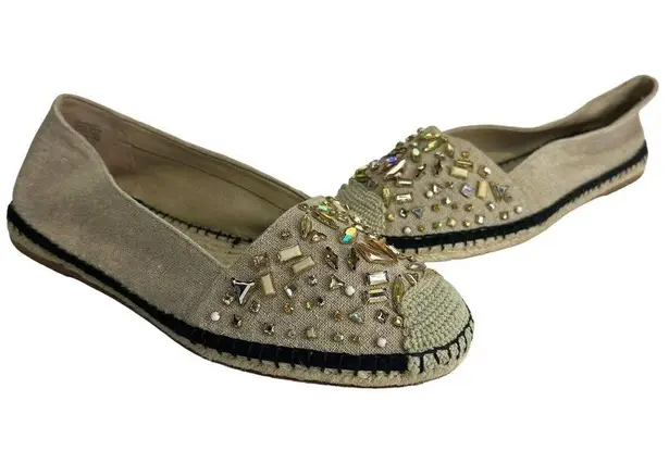 Brian Atwood  Hartwell Jewel Embellished Slip On Espadrille Loafers 10