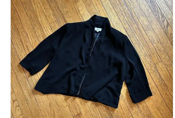Kate & Rosy Jacket Womens Large Black Cropped Open Front Satin Lined Blazer