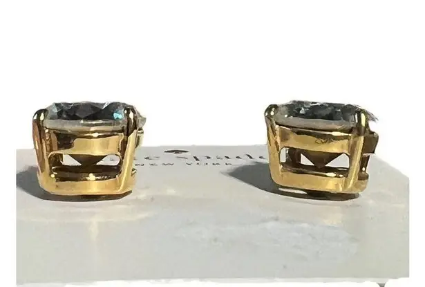 Kate Spade  NY Stud Earrings Gold Tone Clear Gumdrops Round .5" New on Card