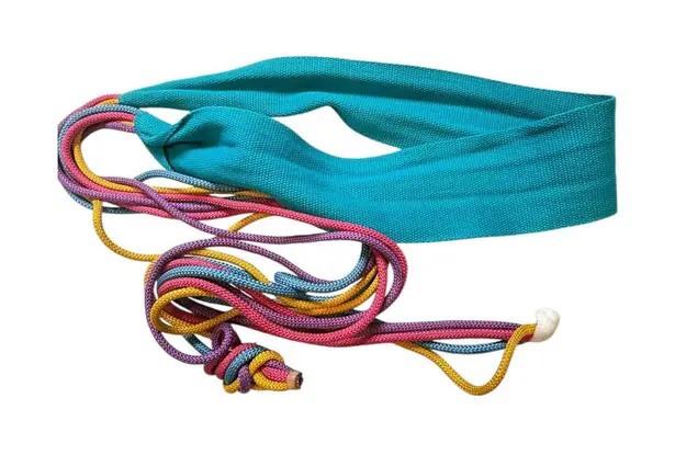 Vintage Funky Multicolor Rope Belt Turquoise Fabric Accent Blue