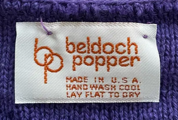 Vintage Beldoch Popper purple cable knit popcorn stitch pattern cropped sweater