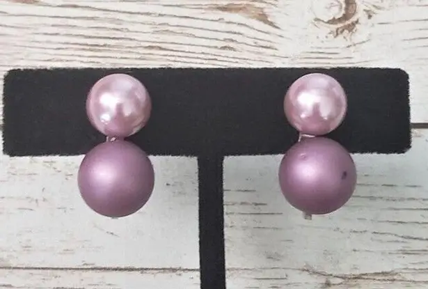 Vintage Screw Back Earrings Two Tone Purple Ball Duo