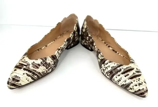 Chloé Laurena Croc Lizard Embossed Animal Scalloped Leather Ballet Flats 35.5