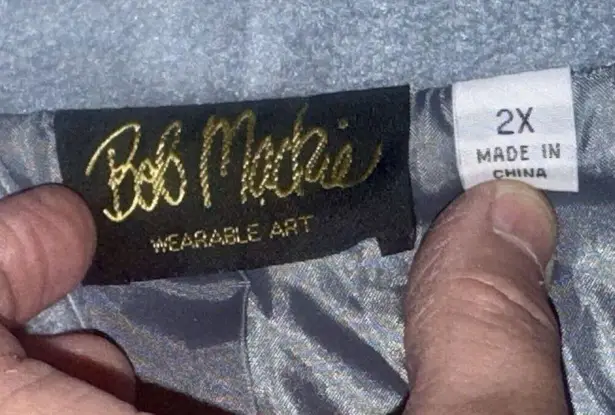 Bob Mackie Fleece Jacket Size 2XL Blue Floral Embroidery