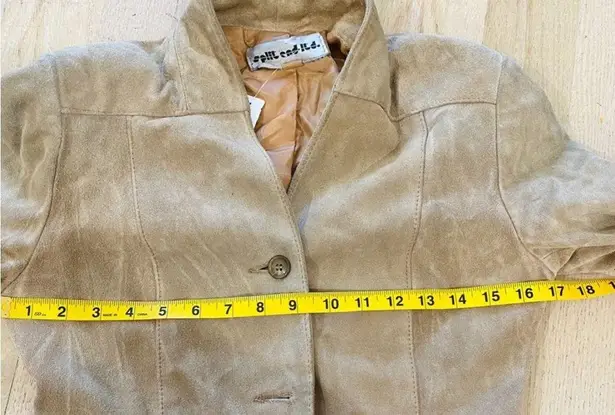 Vintage blazer cropped suede leather boho jacket Tan