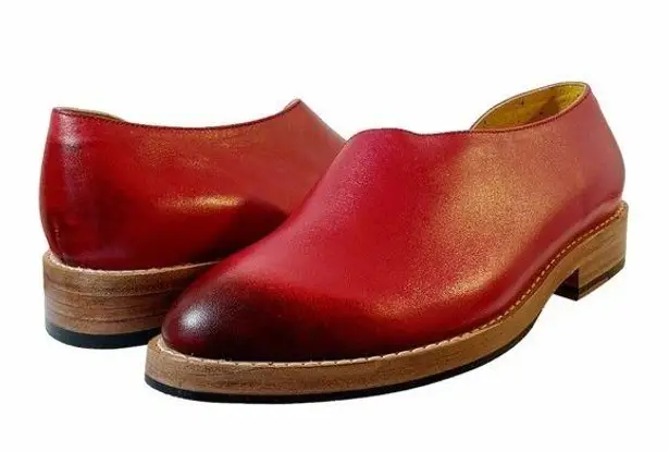 Adro Artisan Dover Flat Red Distressed Leather Side Cutout Slip On Size 7 NEW