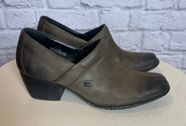 Born Brown Leather Slip On Mule Clog Shoes Women's 7