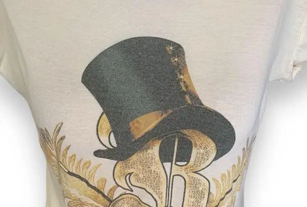 Y2K Brittney Spears Circus Concey Tour Cream Graphic Print Baby Tee Scoop Neck Black Size M