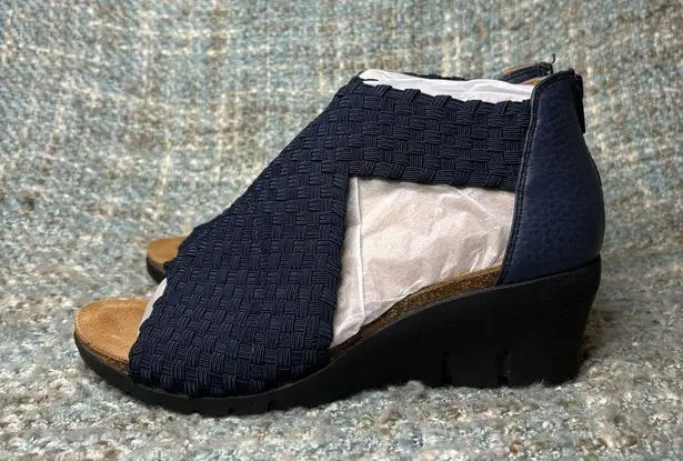 Comfortiva Alesha Stretch Woven Wedge Heeled Sandal in Navy (Wide) Size undefined