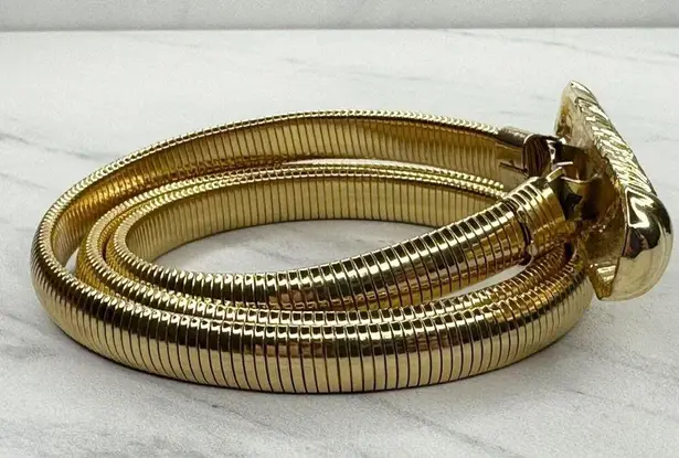 The Bar Harwill NYC Vintage Gold Tone Buckle Coil Stretch Cinch Belt Size XS Small S